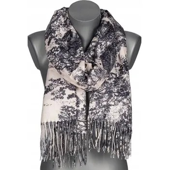 Šála Stylová dámská šála s motivem přírody, lehká, měkká, teplá, černá