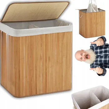 Koš na prádlo Volně stojící koš na prádlo POKKA 100 l béžový, hnědý, žlutý