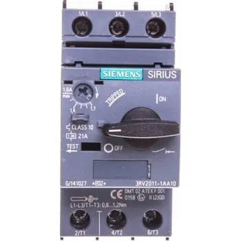 Jistič Siemens Jistič motoru 3P 0,55kW 1,1-1,6A 3RV2011-1AA10
