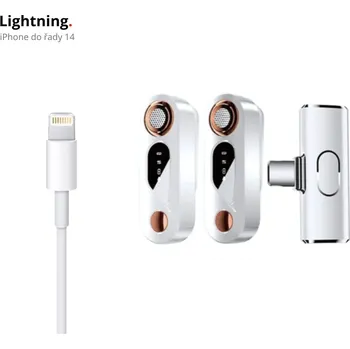 Mikrofon Bezdrátové Klopové Mikrofony s Nabíjecím Boxem Set Živé Nahrávání Výběr Variant 2x mikrofon + přijímač Lightning