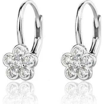 Náušnice JK Silver Náušnice klapky s bílými zirkony - Stříbro 925