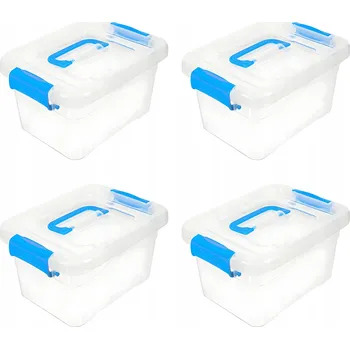 Úložný box KONTEJNER KRABIČKA ORGANIZÉR UZAMYKATELNÝ S RUKOJETÍ PRO PŘENÁŠENÍ SADA 4 KS