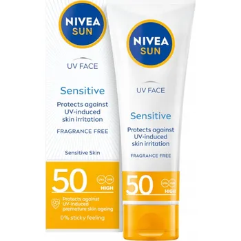 Přípravek na opalování NIVEA SUN SENSITIVE Opalovací krém na obličej SPF 50 ochranný 50 ml