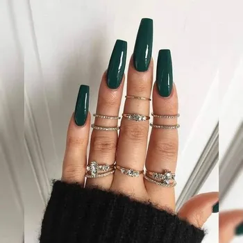 Brishow Coffin umělé nehty dlouhé balerínské umělé nehty akrylové nalepovací nehty s plným krytím