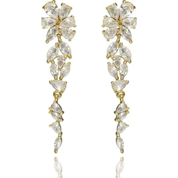 Náušnice Náušnice YVON s prodlouženým květinovým detailem ze zirkonie ve zlaté barvě