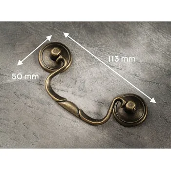 Nábytkové kování Nábytková úchytka retro rukojeť stará mosaz 113x50mm