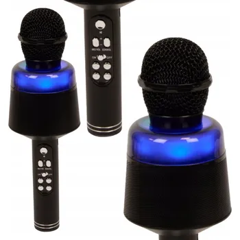 Mikrofon BEZDRÁTOVÝ MIKROFON PRO DĚTI S MODULACÍ HLASU KARAOKE SVÍTÍCÍ ŽLUTÝ