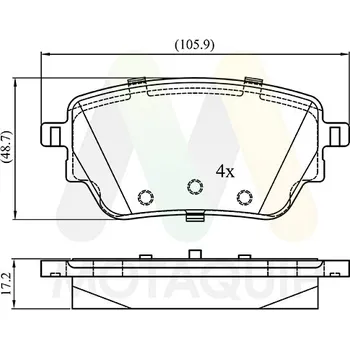 Brzdová destička Sada brzdových destiček, vždy 4 kusy v sadě MOTAQUIP LVXL2073