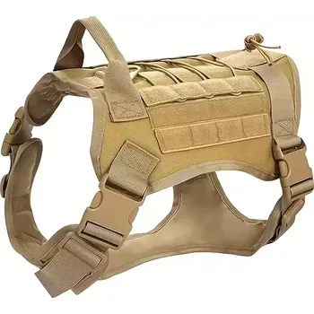 Postroj pro psa Taktická vesta / postroj pro psy – pevný a nastavitelný - Khaki , L