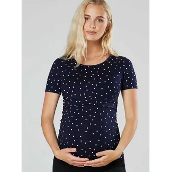 Těhotenské a kojící tričko 3v1 - tmavě modré s puntíky Velikost: M