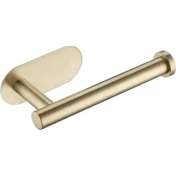 Držák toaletního papíru, zlatá barva, 3 m, pevný, samolepicí, efekt kartáčované mosazi, ocel, držák