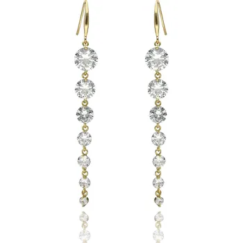 Náušnice Elegantní náušnice YVON s vertikálním zirkoniovým motivem ve zlaté barvě