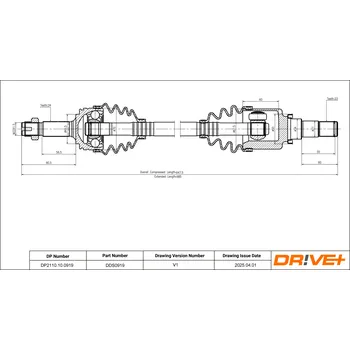 Poloosa kola Hnací hřídel - poloosa Dr!ve+ DP2110.10.0919