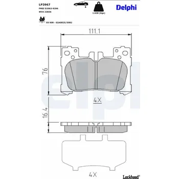 Brzdová destička Sada brzdových destiček, vždy 4 kusy v sadě DELPHI LP3967