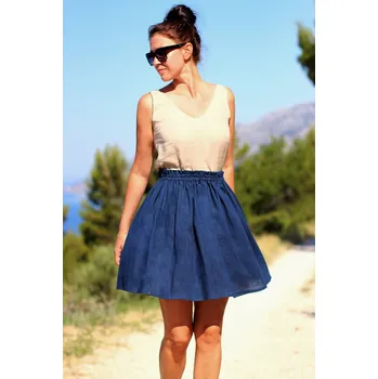 Dámská sukně Lotika 100% lněná sukně nad kolena Lotika Premium quliaty 832652