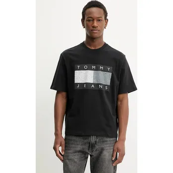 Pánské oblečení Bavlněné tričko Tommy Jeans DM0DM22463 černá 99X, vel. XL
