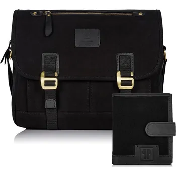 Peněženka Paolo Peruzzi Dárková sada: Pánská odolná retro taška a peněženka; černá