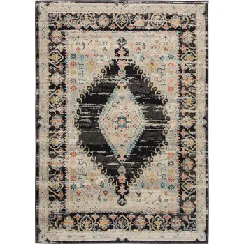 Koberec KOBEREC ORNAMENTOVÝ VZOR VÝCHODNÍ TRADIČNÍ KRÉM ANTRACIT LUCCA 120x170 cm