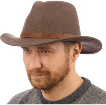 Klobouk SCIPPIS Bulman – cestovatelský klobouk z plsti s koženým páskem Velikost: 55 cm (S)