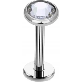 Piercing Titanový stříbrný labret piercing s bílou zirkonií. Rozměry: 1,2/6/4