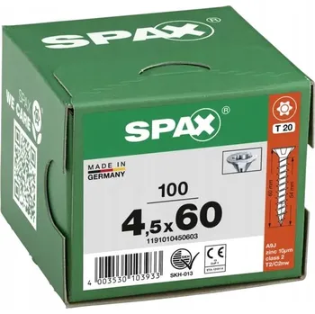 Vrut Spax Univerzální vruty do dřeva 4,5x60mm T20 WIROX 100ks