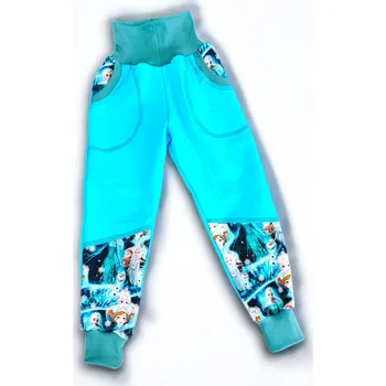 Dívčí oblečení Dětské rostoucí tepláky s kapsami 98 104 Velikost: 98/104 ledové princezny tyrkysová Dětské tepláky