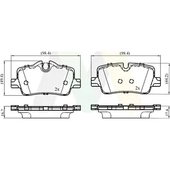 Brzdová destička Sada brzdových destiček, vždy 4 kusy v sadě MOTAQUIP LVXL2163
