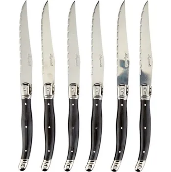 Kuchyňský nůž KRABICE 6 STOLNÍCH nožů LAGUIOLE POSTICHE ŠEDÉ