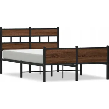 Postel Kovový rám postele, hnědý dub, 207 x 125 x 91,5 cm, pro matraci 120 x 200 cm