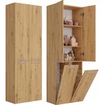 Koupelnová skříňka TopEshop dub artisan, 4-dveřová s košem na prádlo