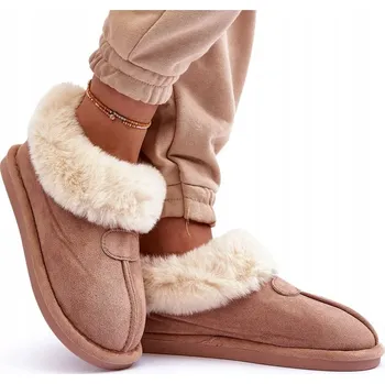 Dámské pantofle Dámské pantofle s kožešinou béžové 37