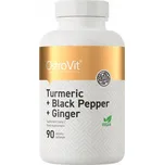 Doplněk stravy OstroVit Kurkumin + Černý Pepř + Zázvor 90 tablet