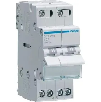 Diamantové malování Přepínač Hager SFT240, 2pólový, 2P, 40A, vypnutý uprostřed, nožní kontakt (SFT 240), sada 1 ks