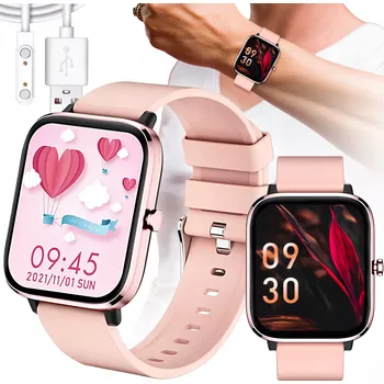 Hodinky Chytré Hodinky Lewer PŘÍJEM HOVORŮ SMS KROKOMĚR PULS - PRO růžové