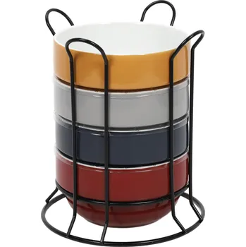 Secret de Gourmet Keramické mísy, mísy na kovovém stojanu, 500 ml, sada 4