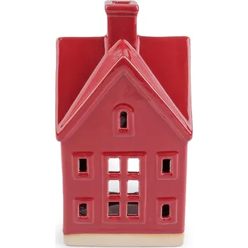Keramická chaloupka / domeček na svíčku červená tmavá 1 ks