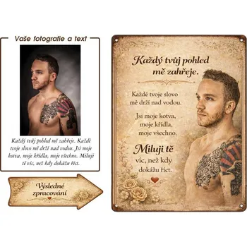 Plechová cedule Retro cedule - pro ní od něho - Plast / A5 ( 20x15cm)