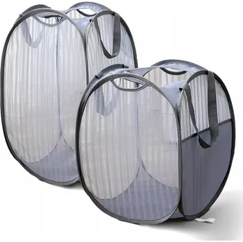 Koš na prádlo POP UP Skládací koš na prádlo 2ks s úchytem Šedý