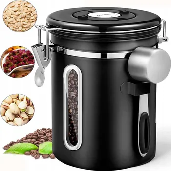 Dóza na potraviny Nádoba dóza na kávu, čaj, CUKR, vakuová, hermetická 1,8 l s lžičkou