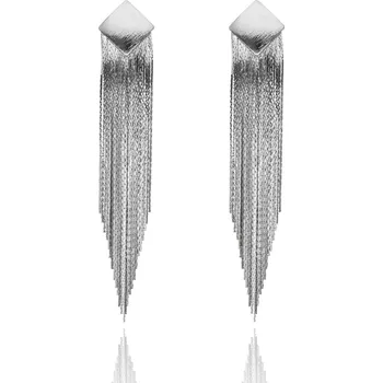 Náušnice Výrazné visací náušnice YVON s kaskádou řetízků ve stříbrné barvě