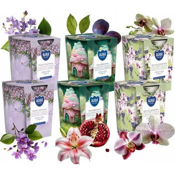 Svíčka Vonná svíčka ve skle BISPOL Aura 22H MIX "3" 6 Ks.