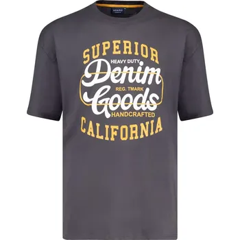 Pánské tričko Pánské velké tričko s potiskem krátký rukáv Adamo 131504-710 tmavě šedá (5XL)