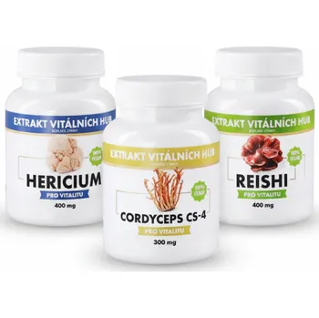 Přípravek na podporu paměti a spánku Mozek, nervy a duševní rovnováha - Hericium + Reishi + Cordyceps 2+1 ZDARMA