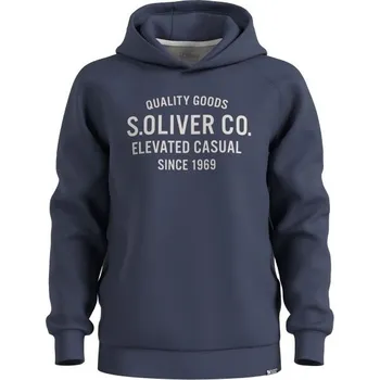 Oblečení a móda Pánská mikina s.Oliver SWEATSHIRT OVERSIZE lt Tmavě modrá, Bílá