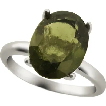 Prsten Stříbrný prsten s vltavínem P30 0066 Velikost: 54, Pohlaví: Dámské