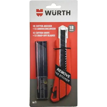 Pracovní nůž Nůž zalamovací 18 mm (značky WURTH) s 13 čepelemi