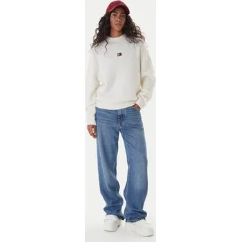 Dámský svetr Tommy Jeans Rolák Badge DW0DW22109 Écru Relaxed Fit XXS