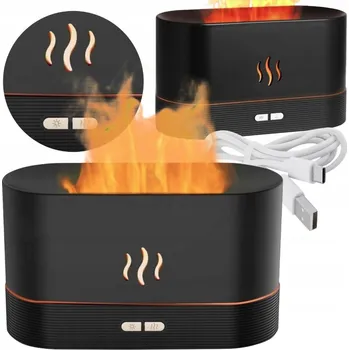 Aroma difuzér ZVHLČOVAČ VZDUCHU S EFEKTEM PLAMENE DIFUZÉR A AROMATIZÉR OLEJŮ ČERNÝ