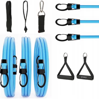 Sada odporových gum na cvičení HMS expander s úchyty, dveřní kotva