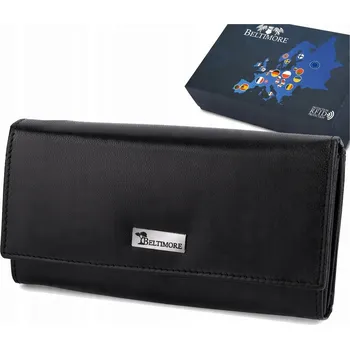 Peněženka Dámská kožená peněženka s RFiD ochranou, velká, klasická černá Beltimore